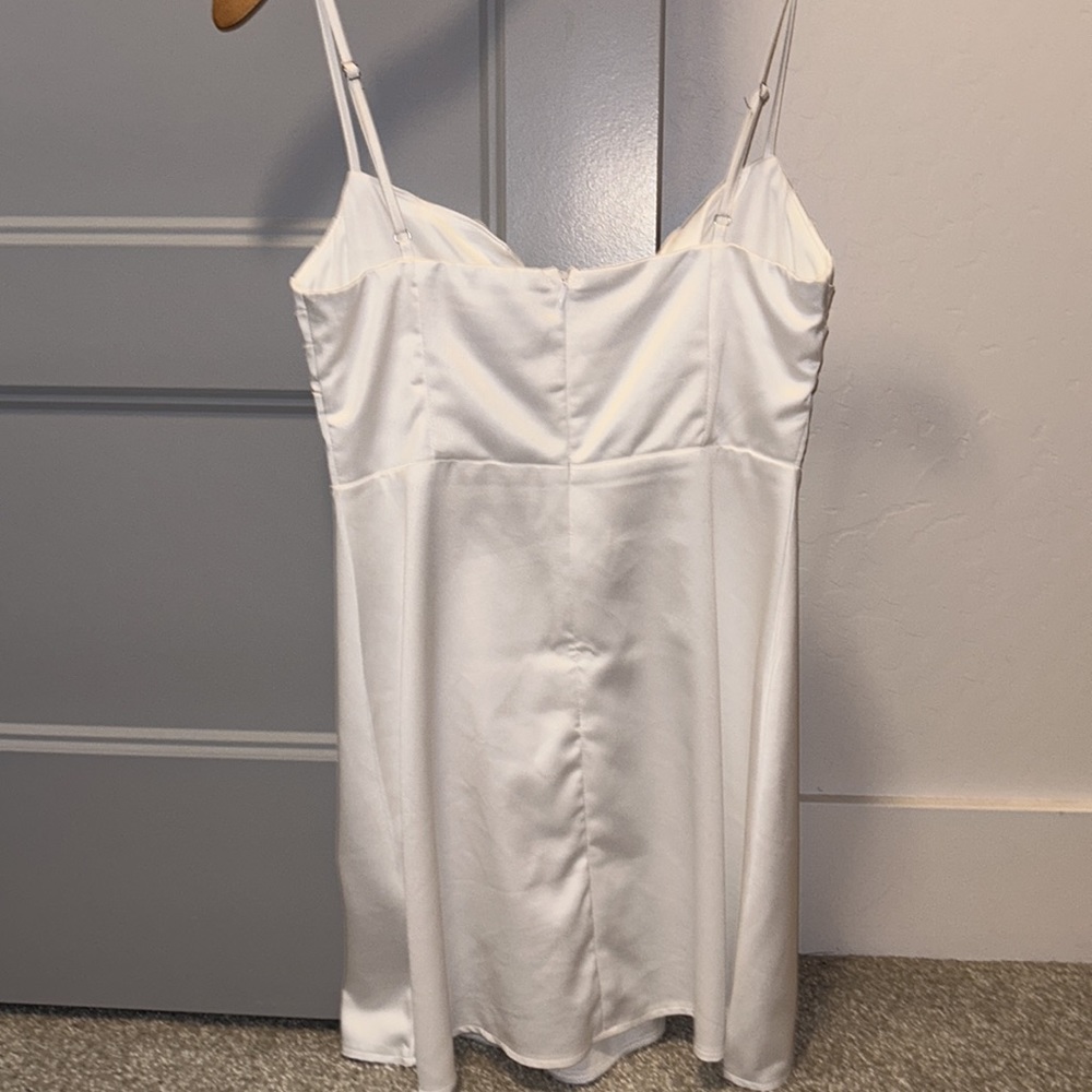 White Satin Mini Dress - Picture 3 of 4